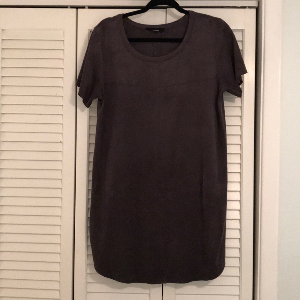 Gray Faux Suede Short Sleeved Dress